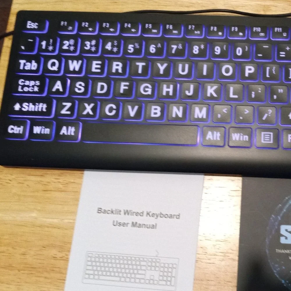 SABLUTE BACKLIT WIRELESS KEY BOARD - LARGE PRINT - MULTICOLORED